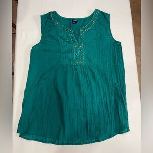 Basic Editions Teal Embellished Blouse
